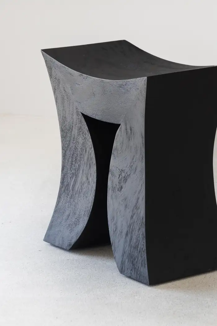 Modern black concrete bench