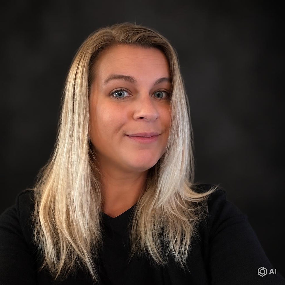 Portrait of a blonde female certified trainer smiling.