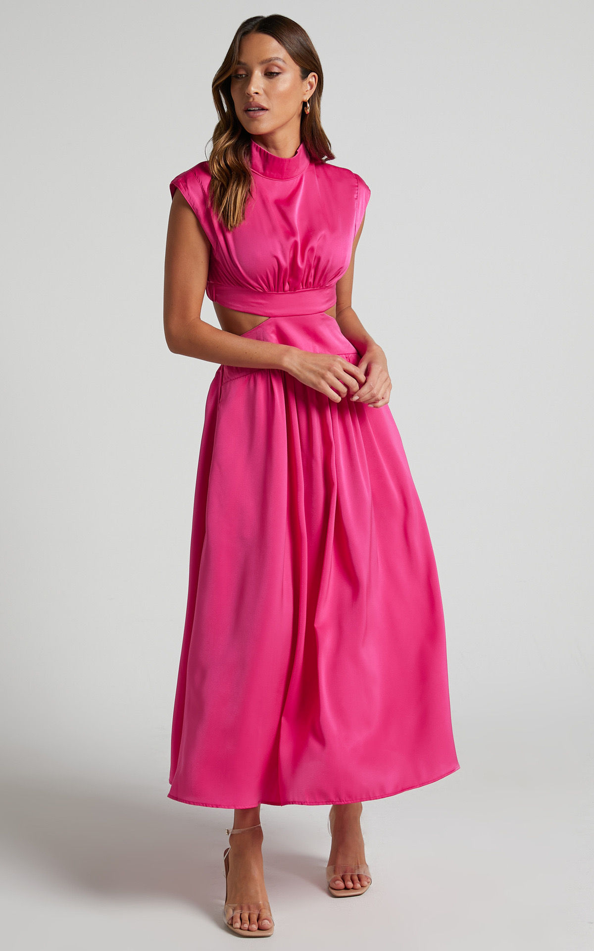 Sweet and Fashion Stand-up Collar and Waistless Long Dress