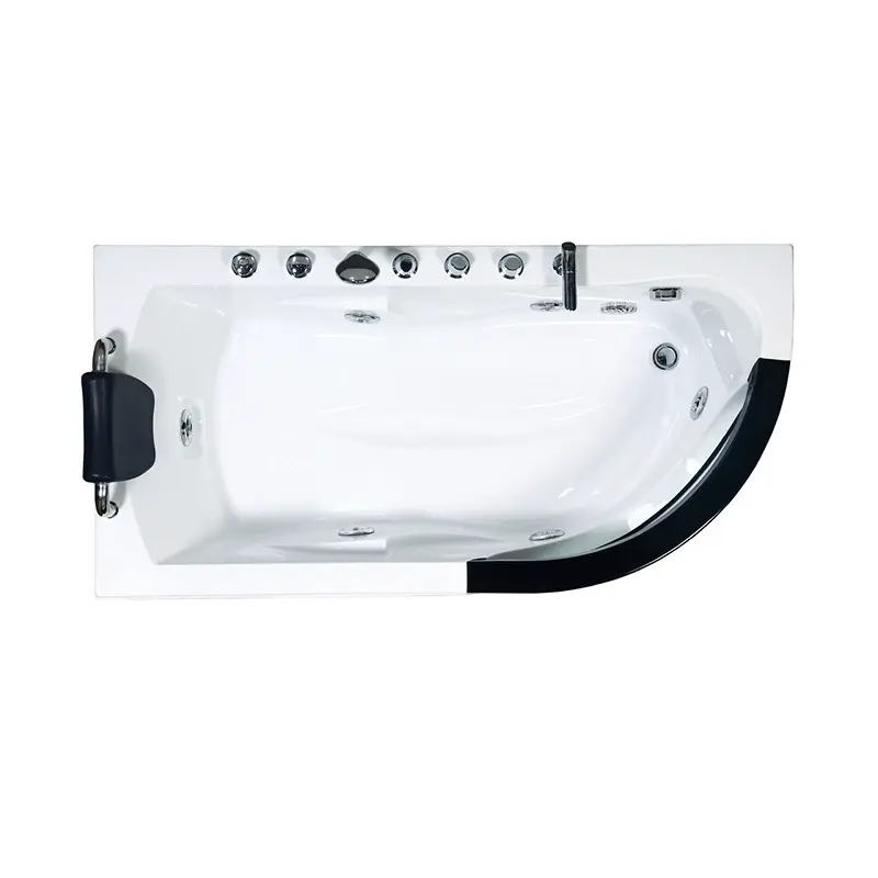 Miniature : Acrylic Double-Sided Skirted Bathtub – Arc Fan-Shaped Massage Tub for Home