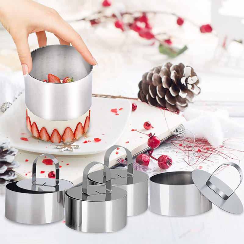 Thumbnail: Round Heart-Shaped Flower DIY Baking Mold Cake Cookie Ring Stainless Steel