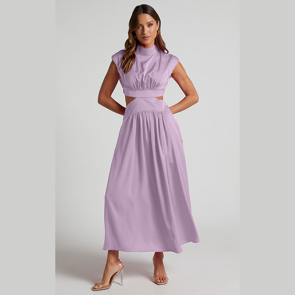 Miniature : Robe longue sans taille à col montant et à la mode