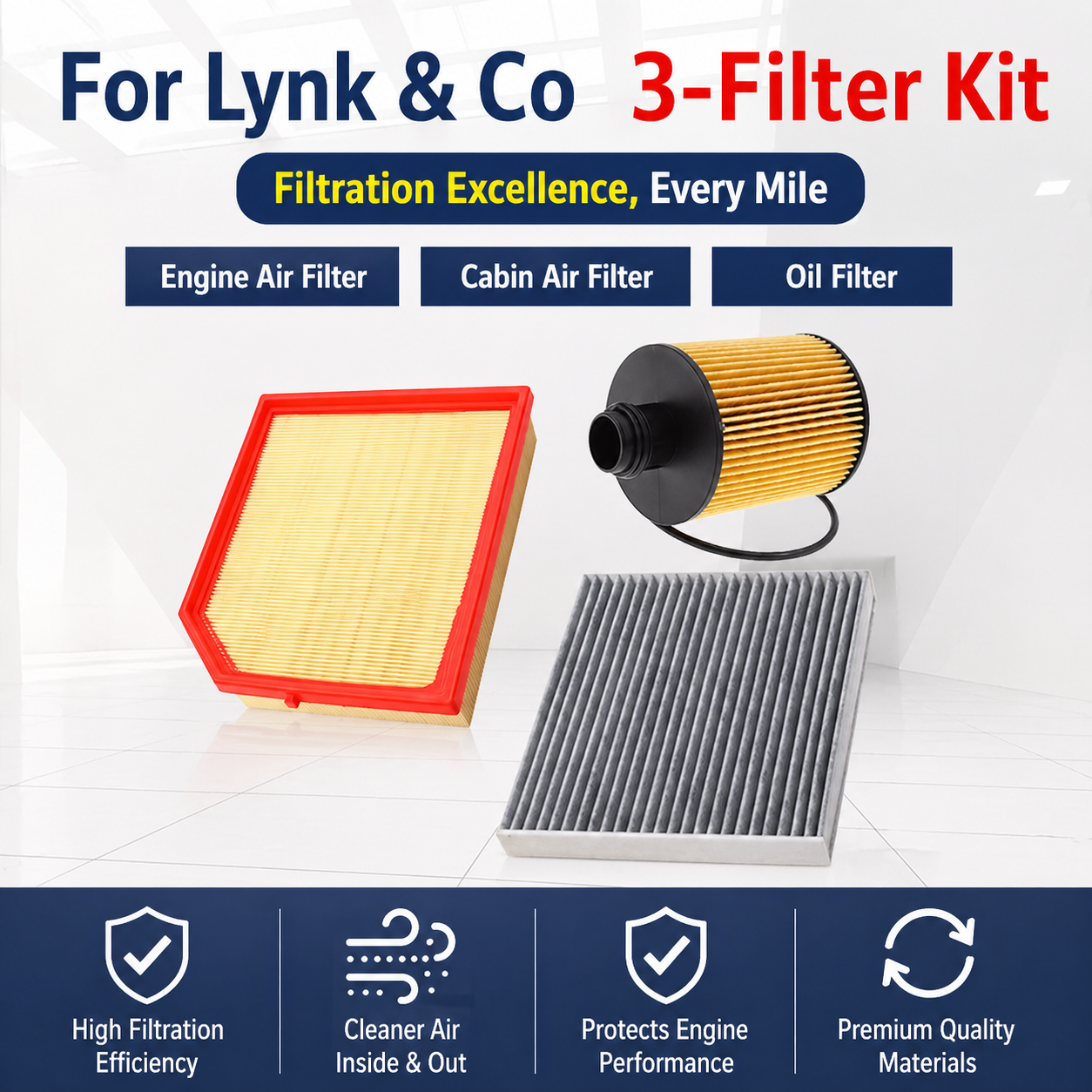 Air, Cabin & Oil Filter Kit for Lynk & Co 05 2.0TD AWD 2021