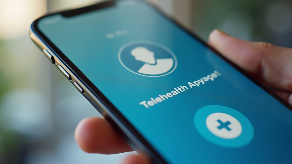 Close-up view of a smartphone displaying a telehealth app interface