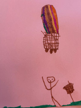 drawing of a hot air balloon