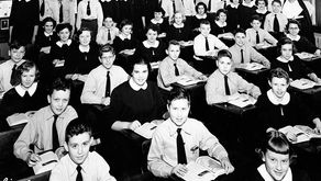 Overcrowded school classroom from 1954
