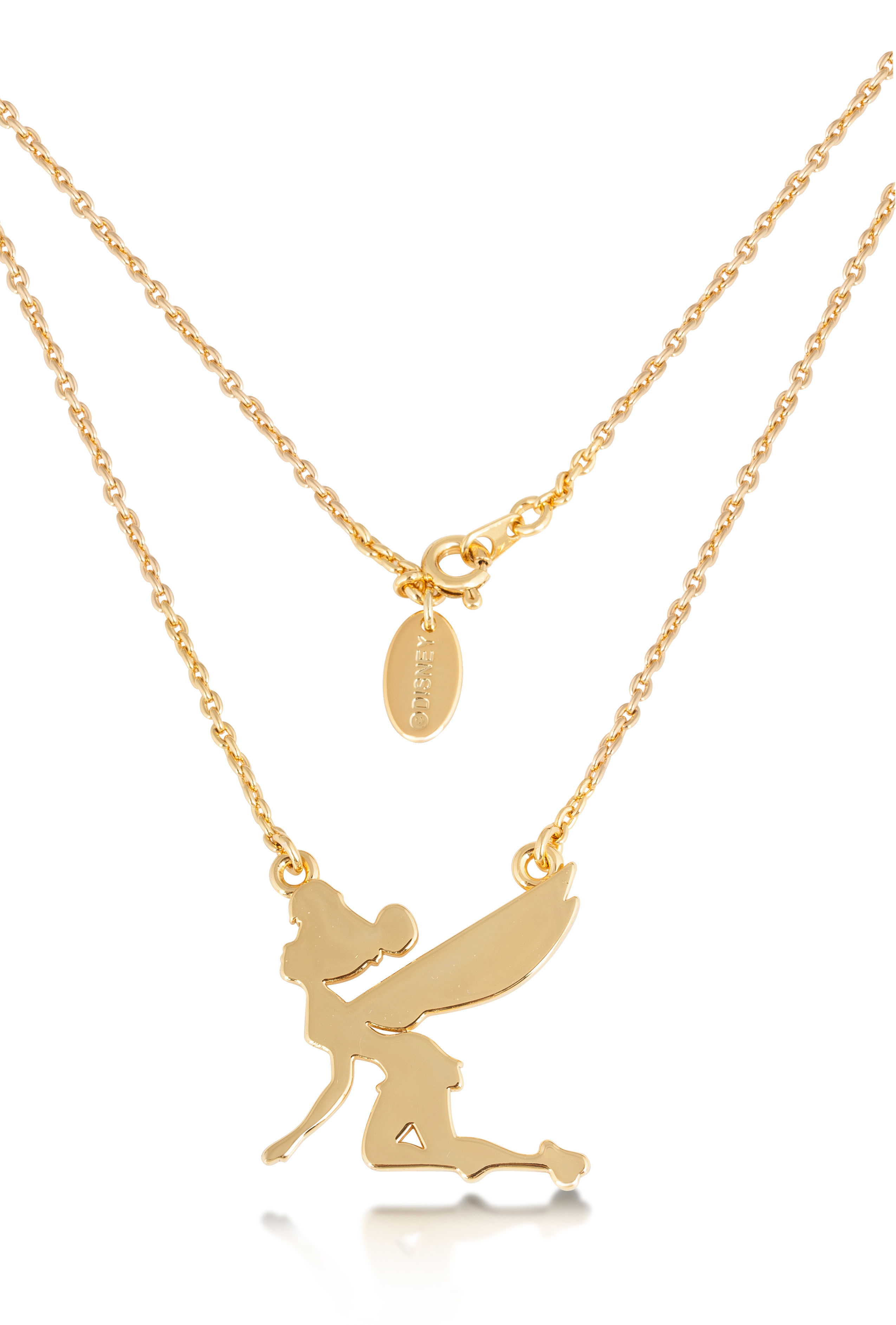 Disney Tinkerbell Silhouette Yellow gold plated necklace