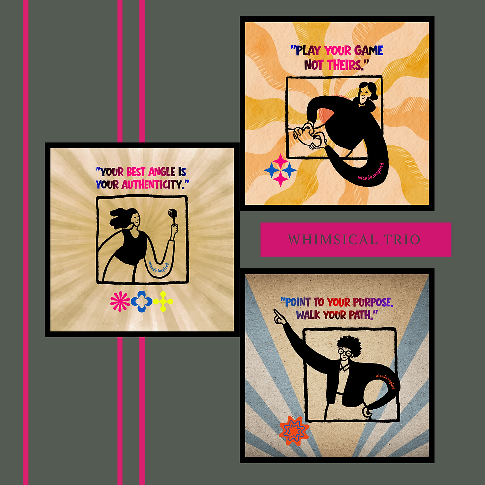 Thumbnail: Whimsical Trio | 3 Quote Prints in 3 Backdrops Each | Retro + B/W Versions | Pri