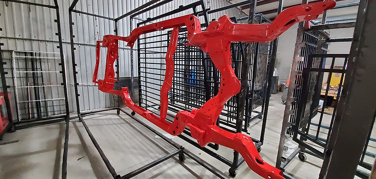 car frame powder coated red