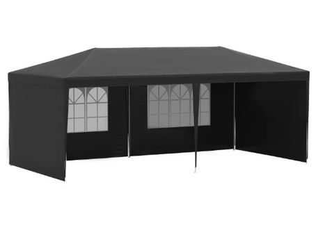 6m x 3m Black Marquee set up in garden in Ireland for outdoor event or BBQ or Party