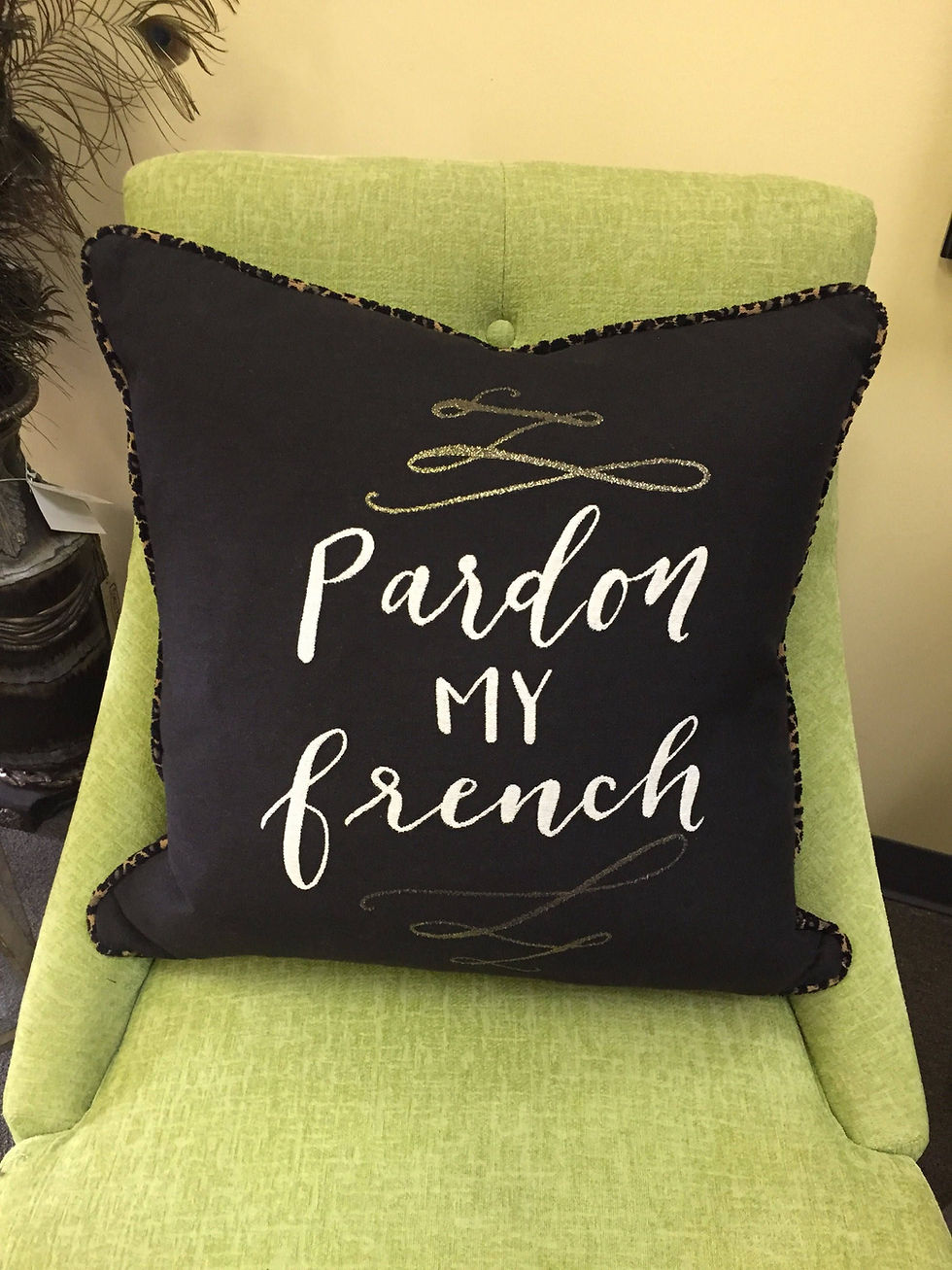 "pardon my french" throw pillow