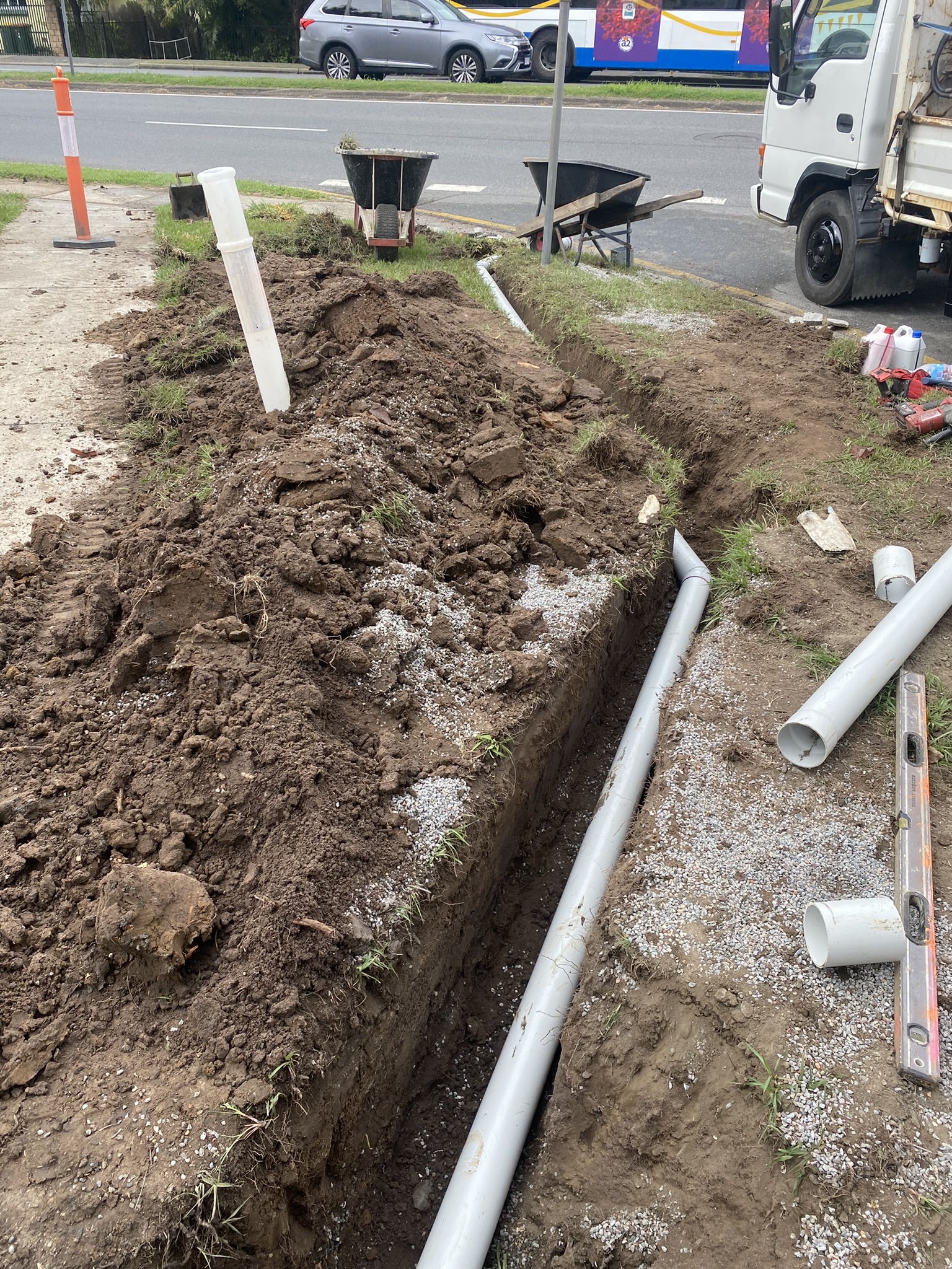 Sewer repair excavation