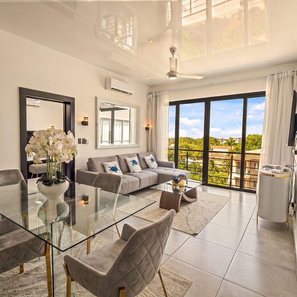 Two-bedroom – living and dining area with balcony