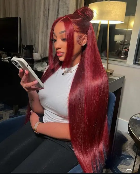 Pre-plucked Glueless 99J Burgundy Straight hair HD Lace frontal natural hairline