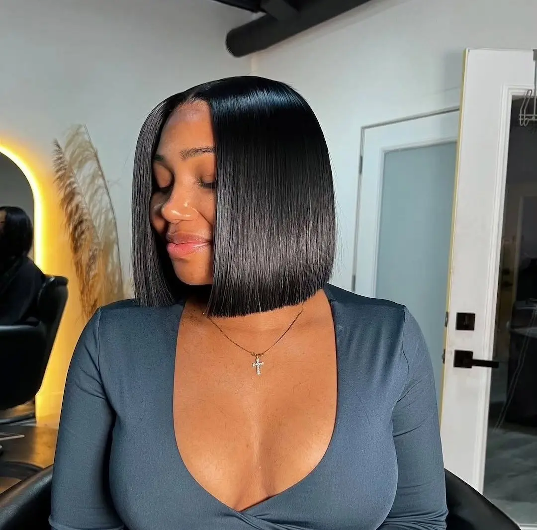 Glueless Straight Hair Bob Pre-Plucked Human Hair Wig 180% Density HD lace
