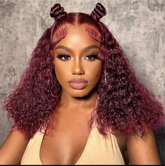 Pre-cut 99J Burgundy Deep Wave Bob wig, glueless, pre-plucked & affordable.