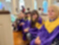 Cantate choir of fourth through sixth graders sitting in the Meetinghouse