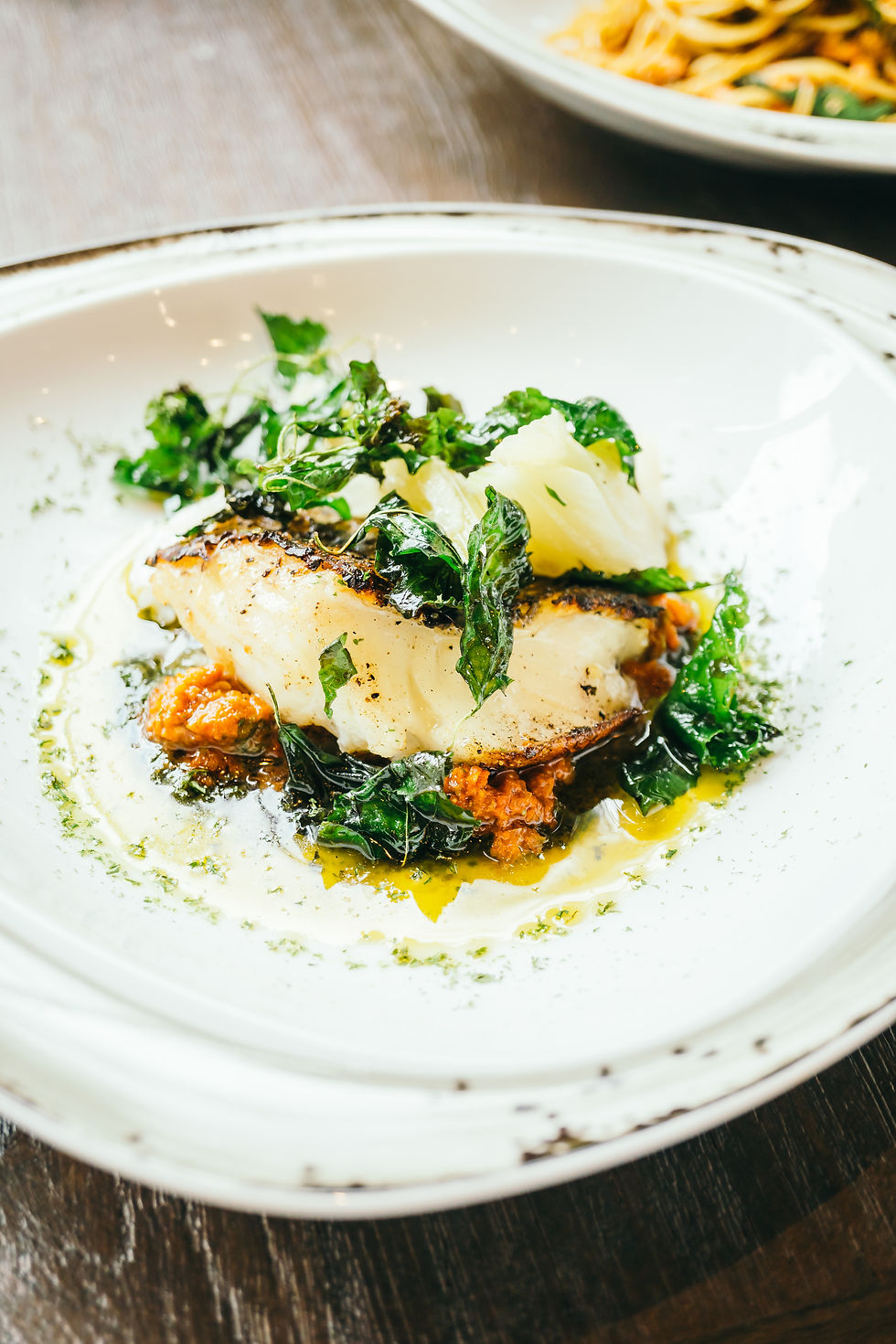 Bacalao confitado con crema de pisto manchego image