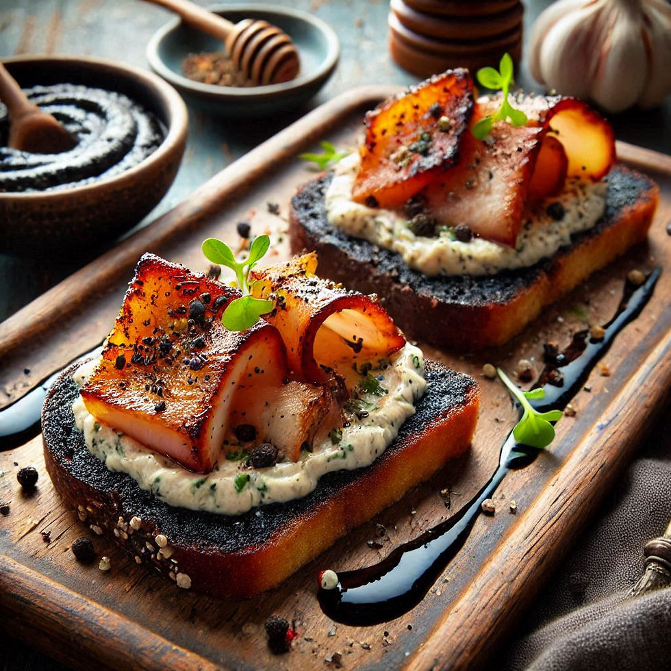 Tosta de bacalao ahumado con alioli de ajo negro image