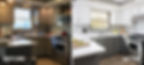 On the left is a low-light grey kitchen. On the right is a bright white and grey painted kitchen.