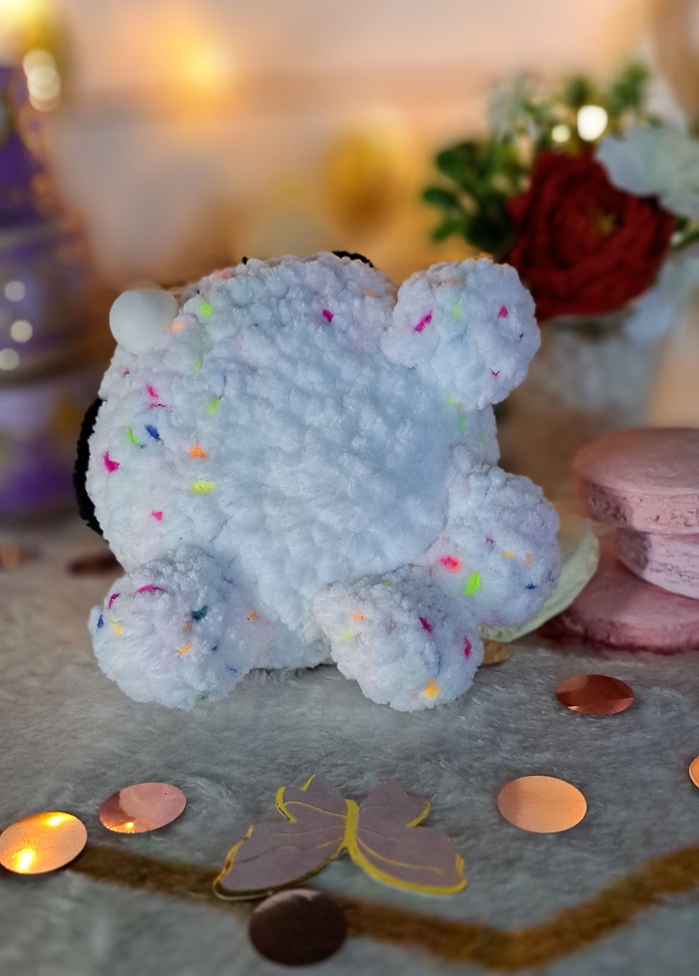 Miniature : Baleine colorée en crochet avec un press bubble