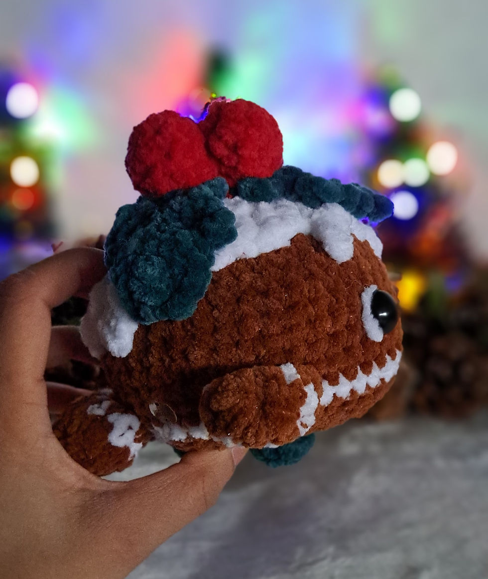 Miniature : Baleine en crochet Pain d'épice avec un glaçage et du houx
