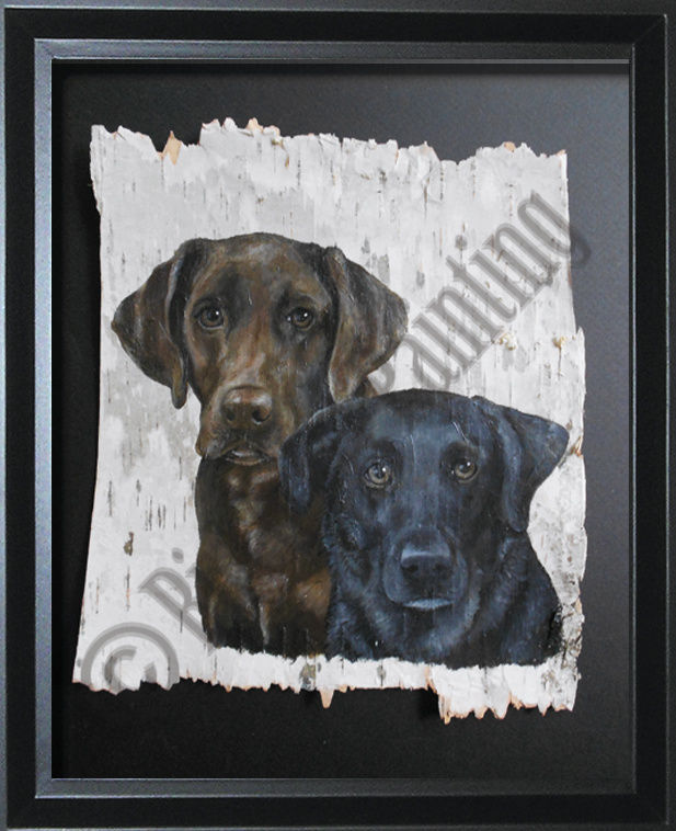 Paxton & Lanie - acrylic on Maine birch bark
