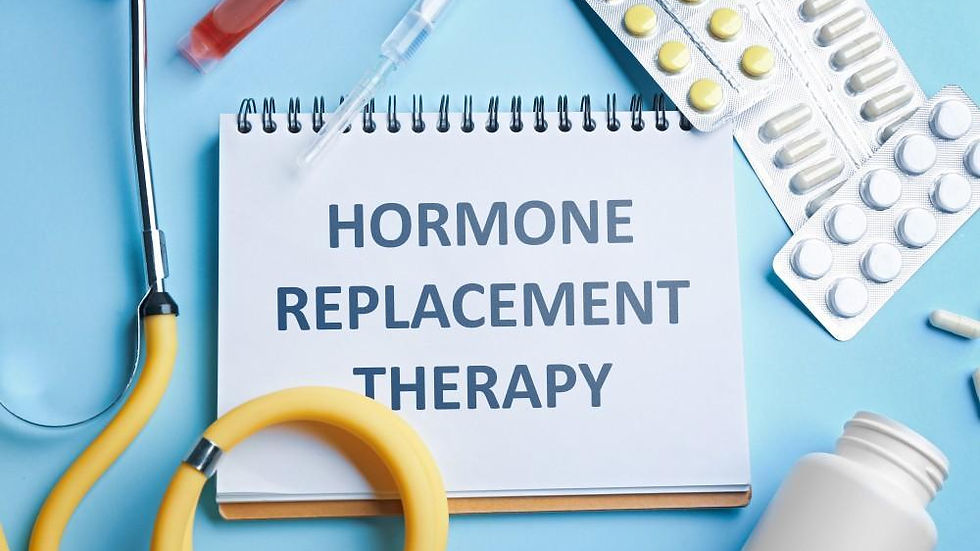 Hormone replacement therapy note with various examples of medications