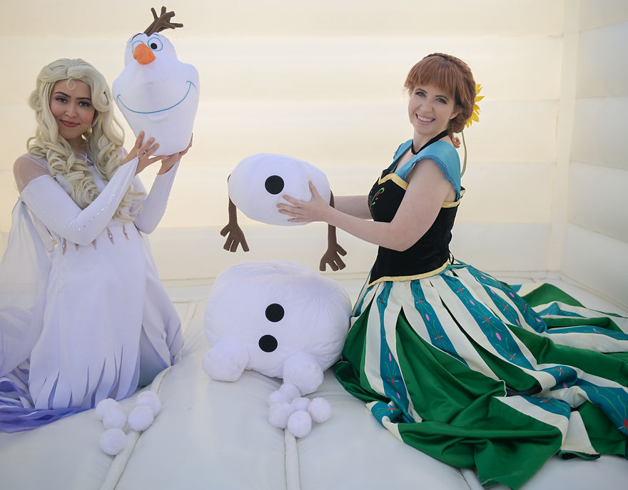 elsa anna in bounce house party princess performers az