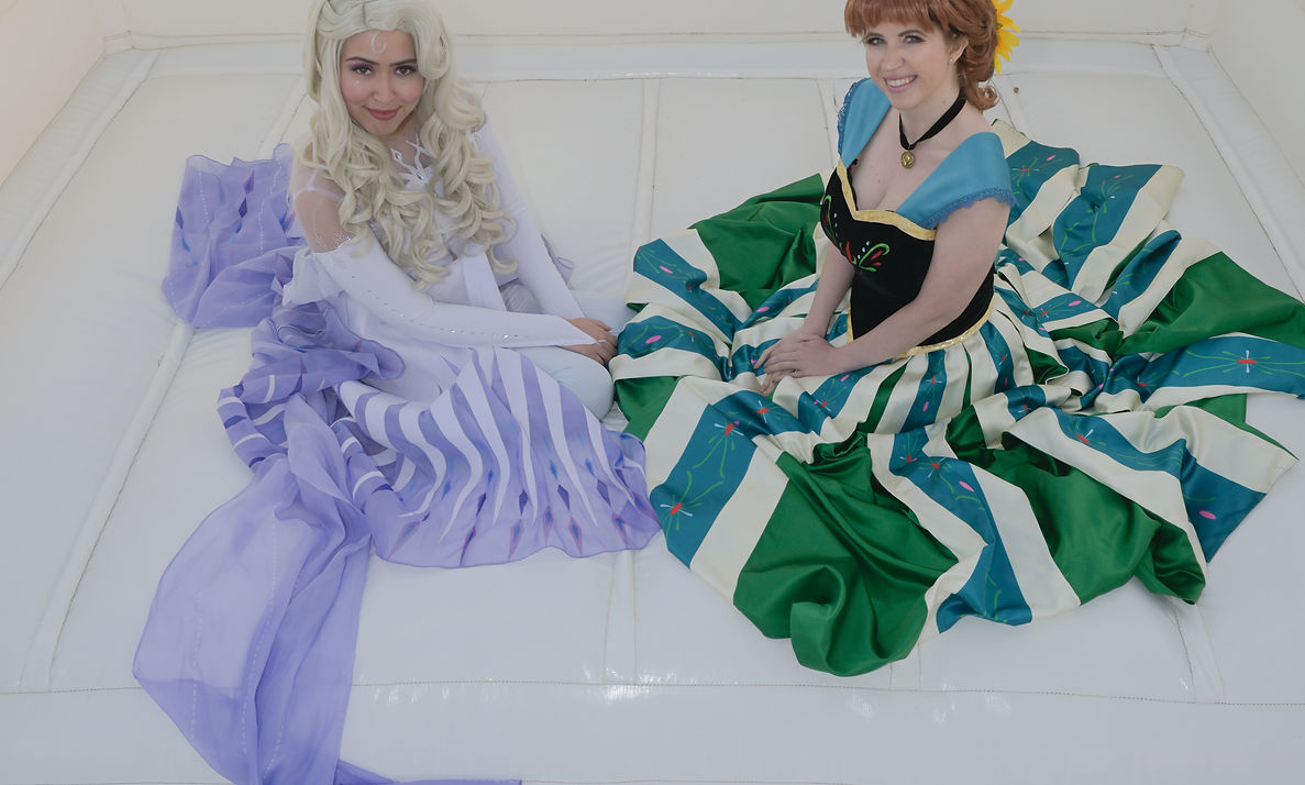 princess Elsa and Anna performer in bounce house az