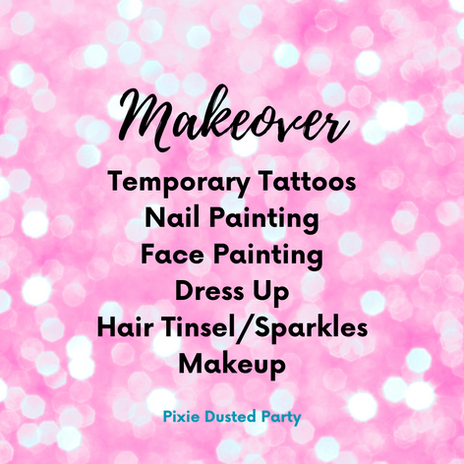 Arizona kids birthday party activities Temporary Tattoos Nail Painting Face Painting Dress Up Hair Tinsel/Sparkles Makeup
