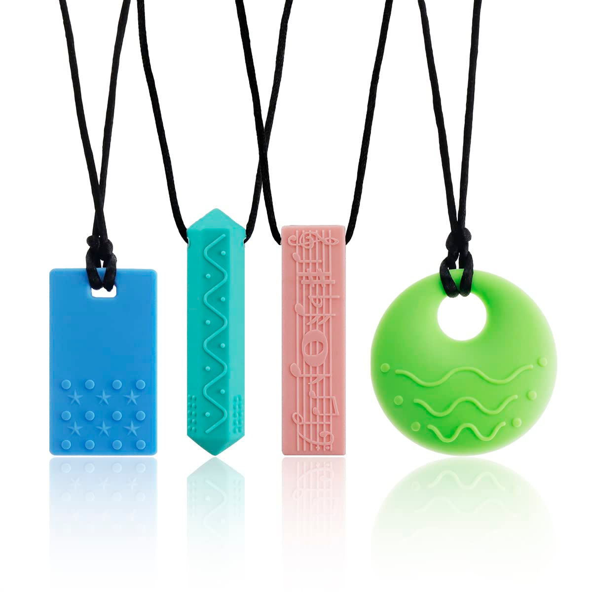 Sensory Chew Necklaces(4 Pack) for with ADHD Autism Biting Needs Oral Motor Chew