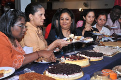 High tea with a wide variety of cakes...