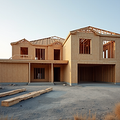 A sprawling custom home under construction, showcasing advanced framing techniques and mod