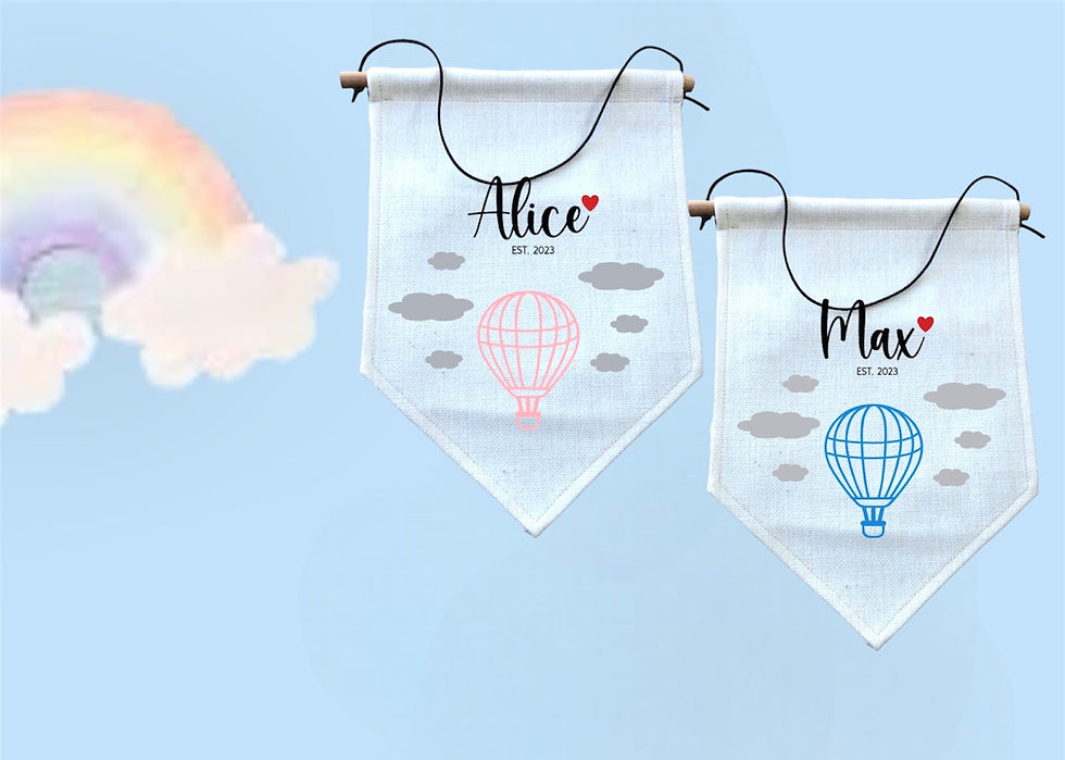 Personalised Pennant Flag Banner Hot Air Balloon - for Nursery Bedroom Playroom