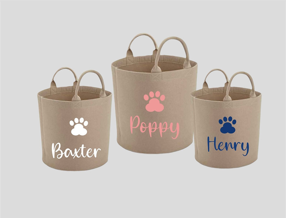 Personalised Sand Dog Paw Print Basket Medium