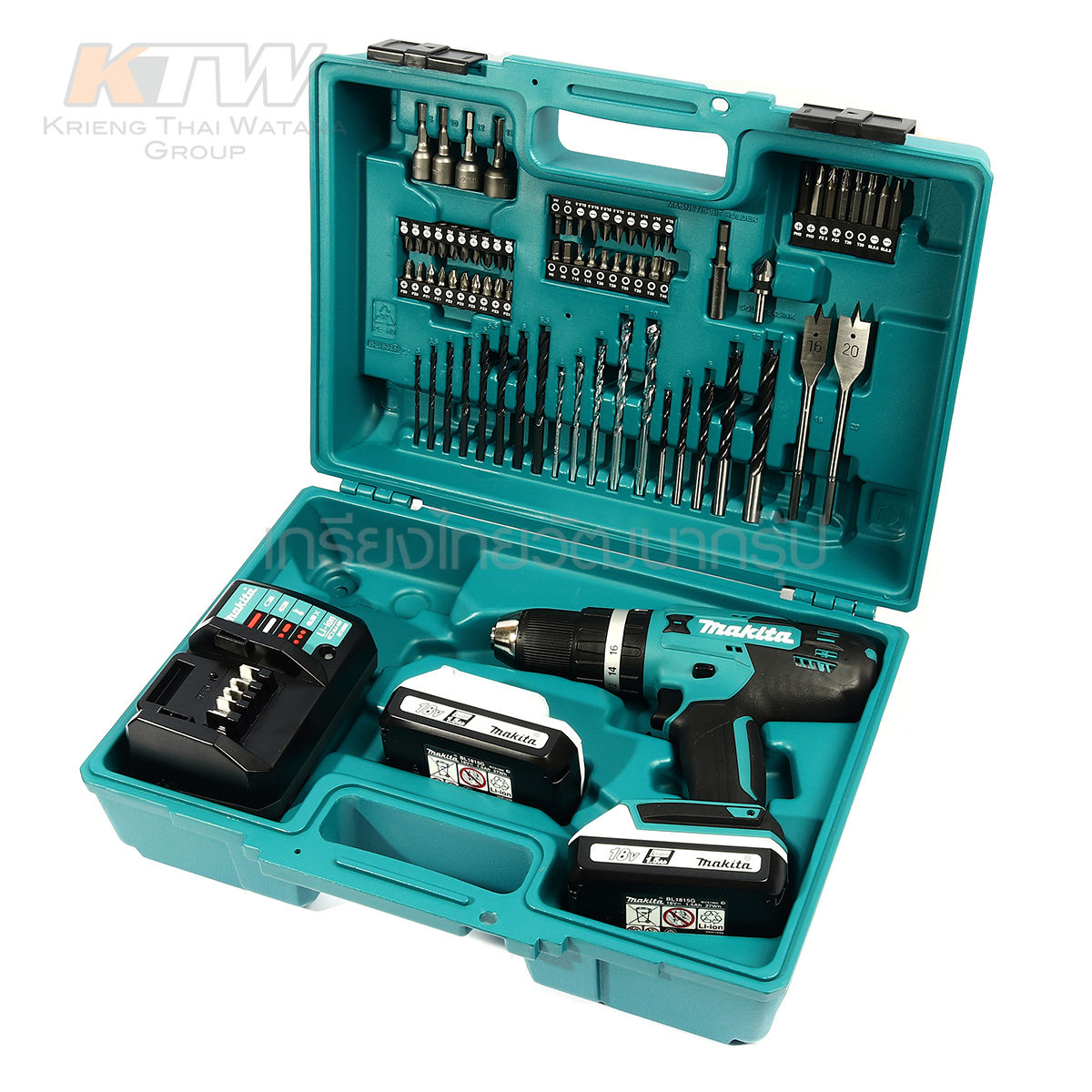 MAKITA ชุดสว่านไร้สายกระแทก 18 โวลต์ (G-TYPE) รุ่น HP488DYEX1 เจาะเหล็กได้ 13 มม