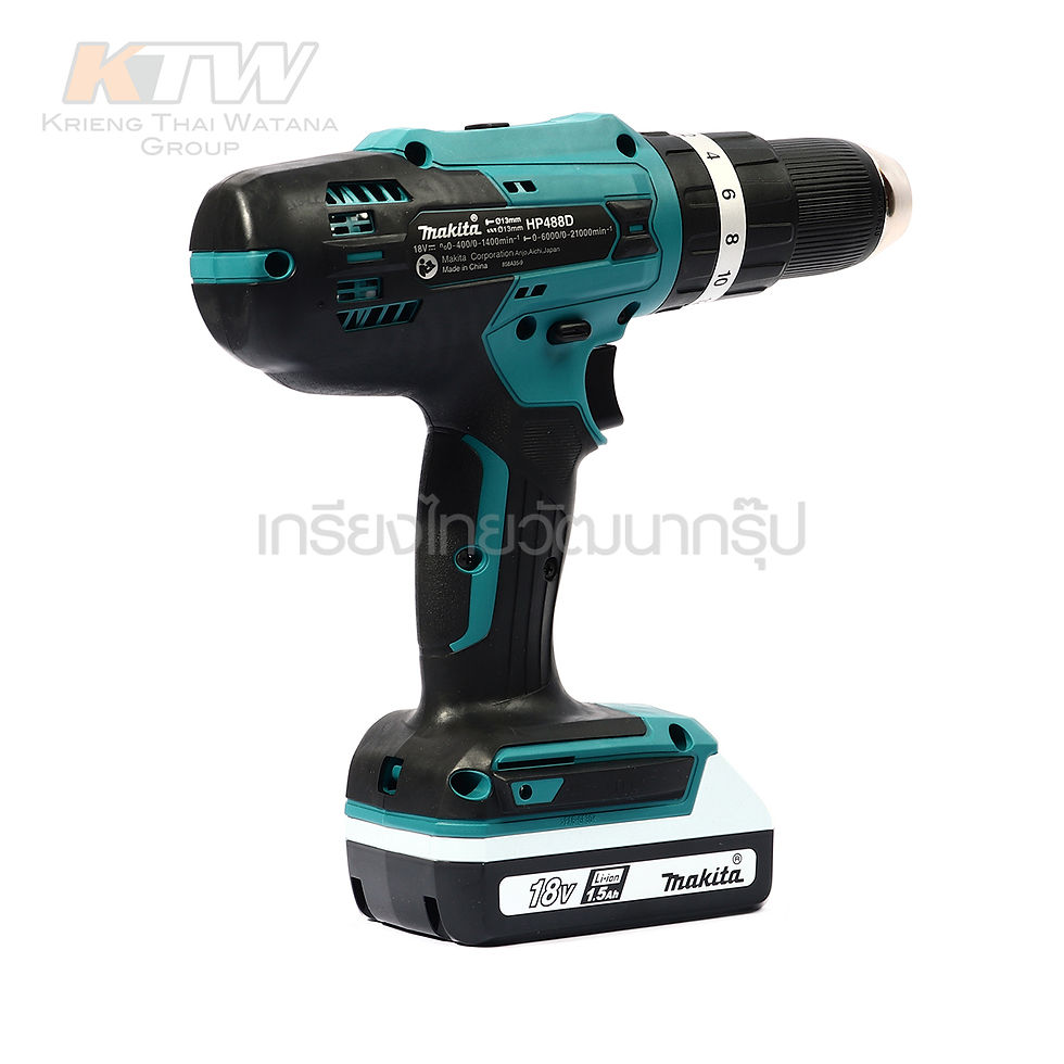 ภาพขนาดย่อ: MAKITA ชุดสว่านไร้สายกระแทก 18 โวลต์ (G-TYPE) รุ่น HP488DYEX1 เจาะเหล็กได้ 13 มม