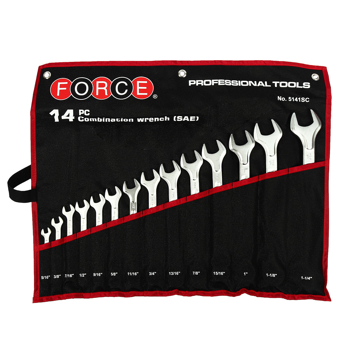 ชุดประแจแหวนข้างปากตาย 14 ชิ้น 5141SC ฟอร์ซ (FORCE) ประกอบไปด้วย 5/16",3/8",7/16