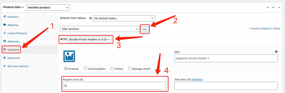 Create Bundles of products with Woo DSers - Edit variations - Woo DSers