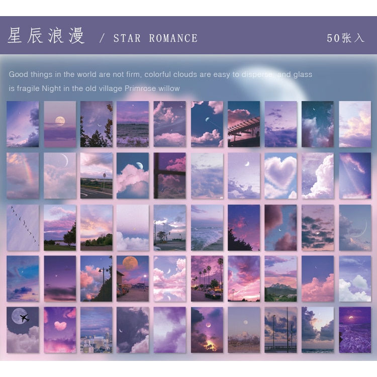 Thumbnail: Yoofun 50 Sheets Natural Scenery&Art Paicor Sticker