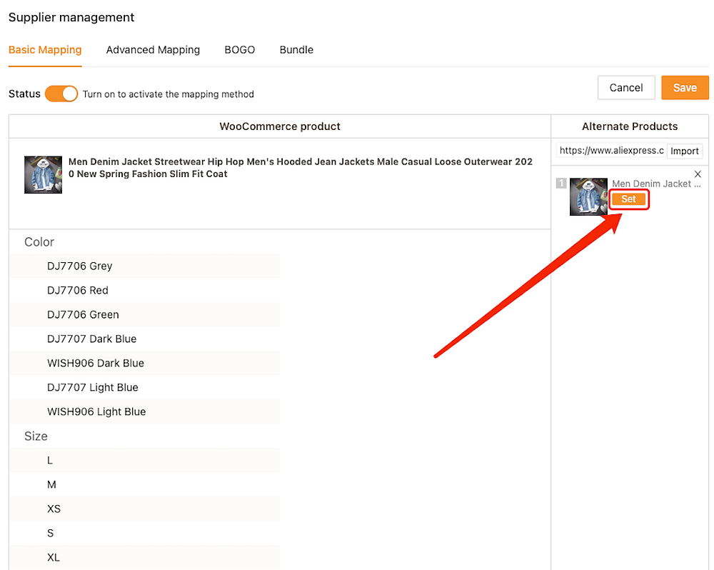 Connect AliExpress suppliers to your products with Woo DSers - Set the supplier - Woo DSers