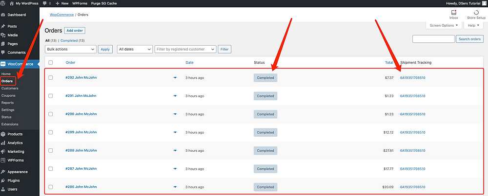 Fulfill multiple orders from start to finish with Woo DSers - Marked as completed on WooCommerce - Woo DSers