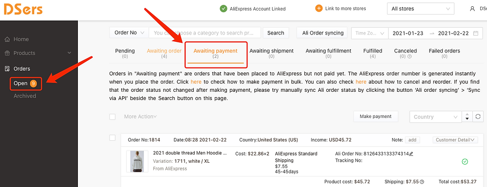 Refazer pedido “aguardando pagamento” com Woo DSers - 1 - Woo DSers