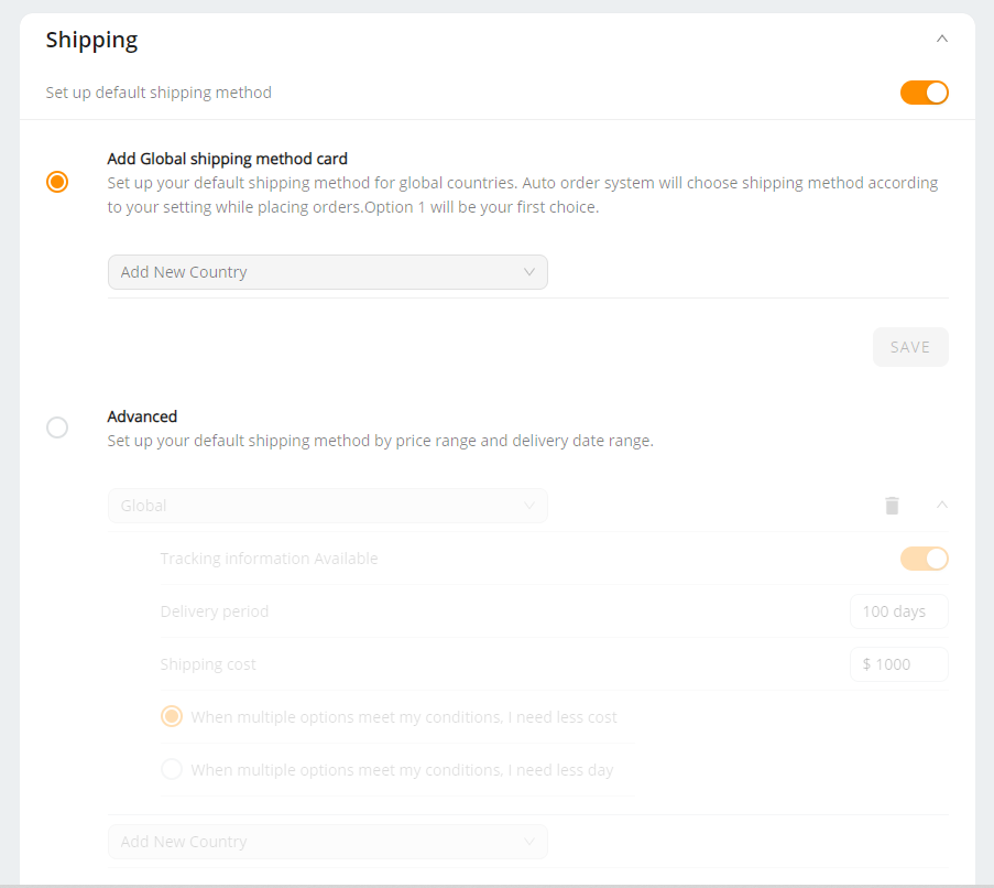 Set shipping method for all products with Wix DSers - global shipping method - Wix DSers