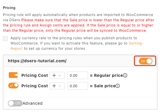 Pricing rules with Woo DSers - Activate Pricing Rules - Woo DSers