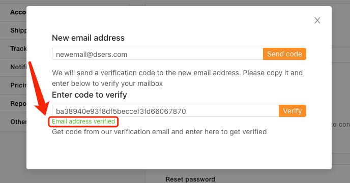Change login email - Email Address Has Verified - DSers