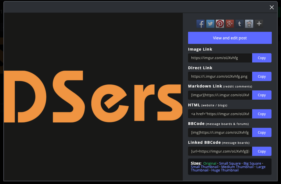 Send images to suppliers - Imgur Image Details Page - DSers