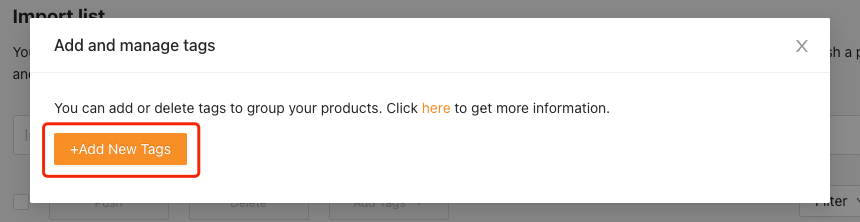 Tag products in Import List with Woo DSers - Add new tags - Woo DSers
