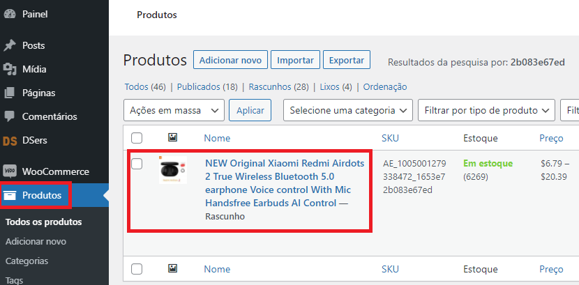 Lista de importação - 14 - DSers